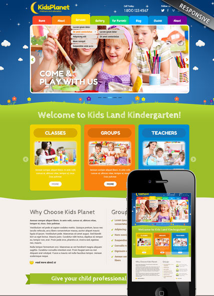 szablon strony internetowej www Kids Planet