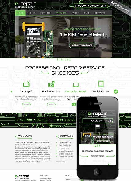 szablon strony internetowej www electronic repair