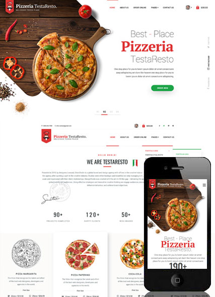 szablon strony internetowej www Pizzeria TestaResto