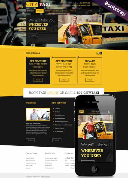 szablon strony internetowej www Taxi Service