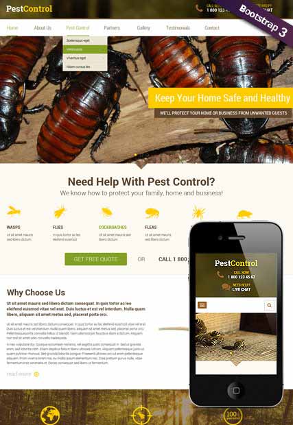 szablon strony internetowej www Pest control